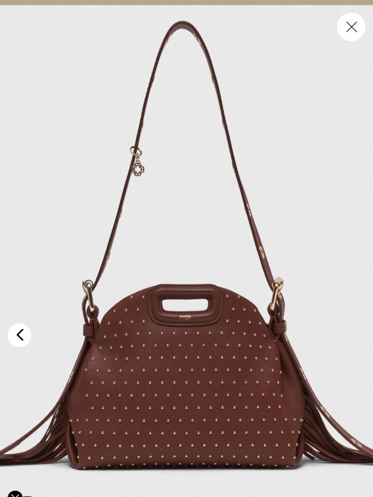 Maje Miss M Mini Brown Leather Studded Cross-Body Bag - Nwt